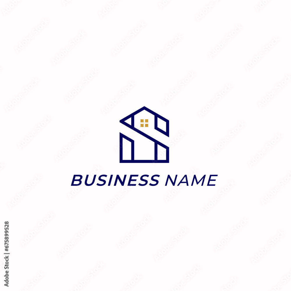 design logo combine letter S and home design logo combine letter S and home