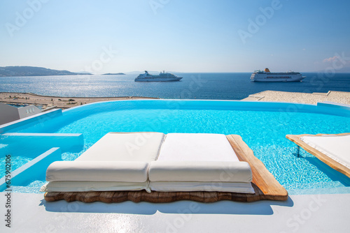 Pool view at Mykonos Island, Greece