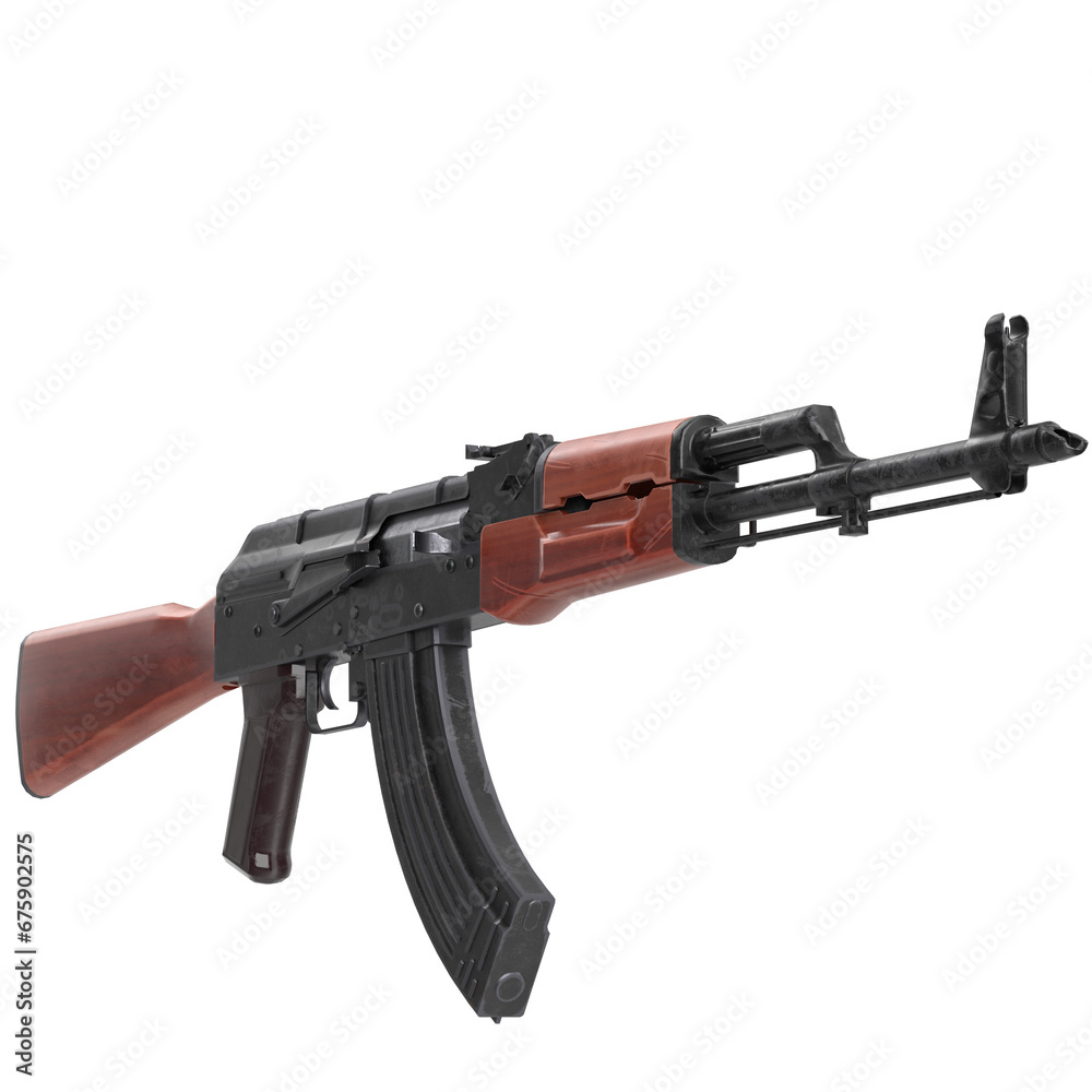 3D rendering illustration of an AK-47 Kalashnikov assault rifle 3D rendering illustration of an AK-47 Kalashnikov assault rifle