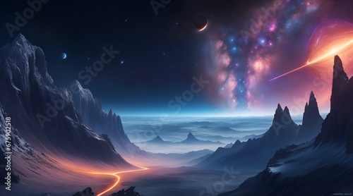 Stellar scenery, galaxies, planets, space, futuristic world, space world, starscapes, interstellar, comets, asteroids, origin of the universe photo