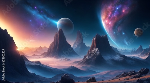 Stellar scenery, galaxies, planets, space, futuristic world, space world, starscapes, interstellar, comets, asteroids, origin of the universe photo