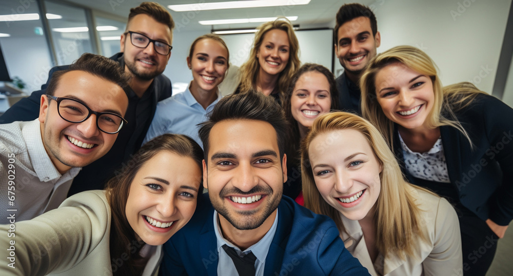 In the office, the business team exudes confidence and professionalism, arms casually crossed, reflecting a harmonious and relaxed work environment. Generative AI. In the office, the business team exudes confidence and professionalism, arms casually crossed, reflecting a harmonious and relaxed work environment. Generative AI.