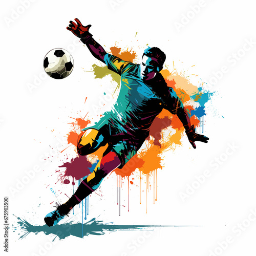 Silhouette of soccer goalkeeper diving to save the ball © Marco