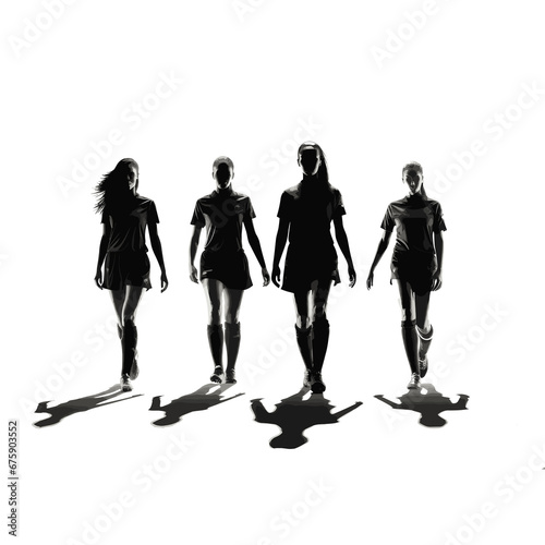 Silhouette of a female soccer team photo