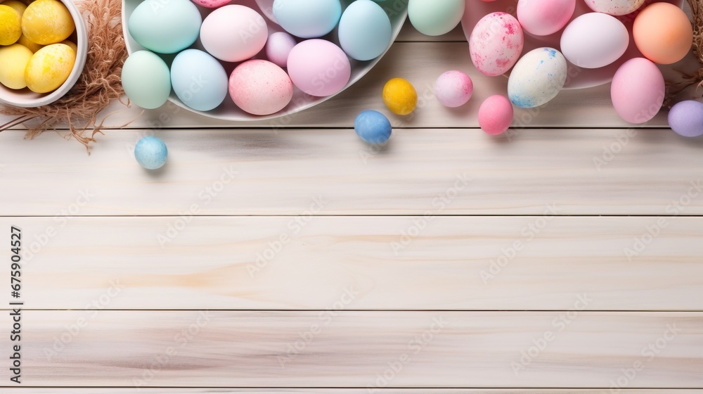 Vibrant Easter Background: Eggs and Flowers