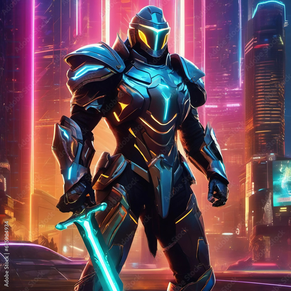 Futuristic knight in armor