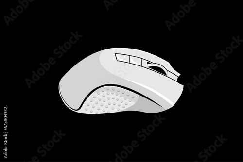 Vector computer mouse sideways in flat style isolated on black background