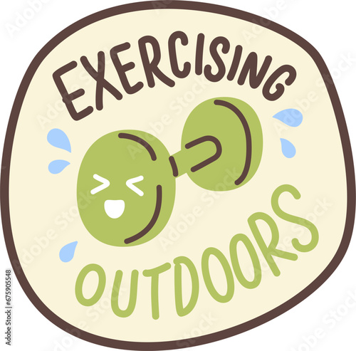 Retro Exercising Outdoors Sticker Illustration