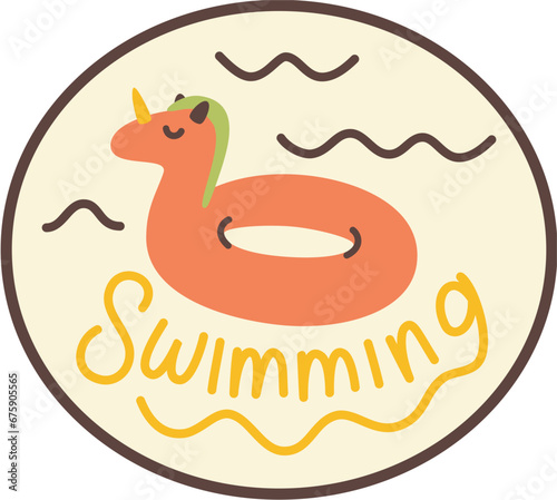 Retro Swimming Sticker Illustration