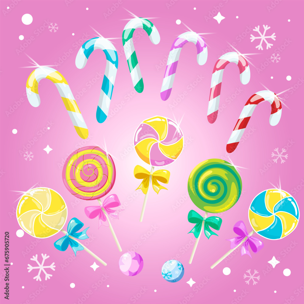 Collection of lollipops. Holiday. Birthday. Sweets