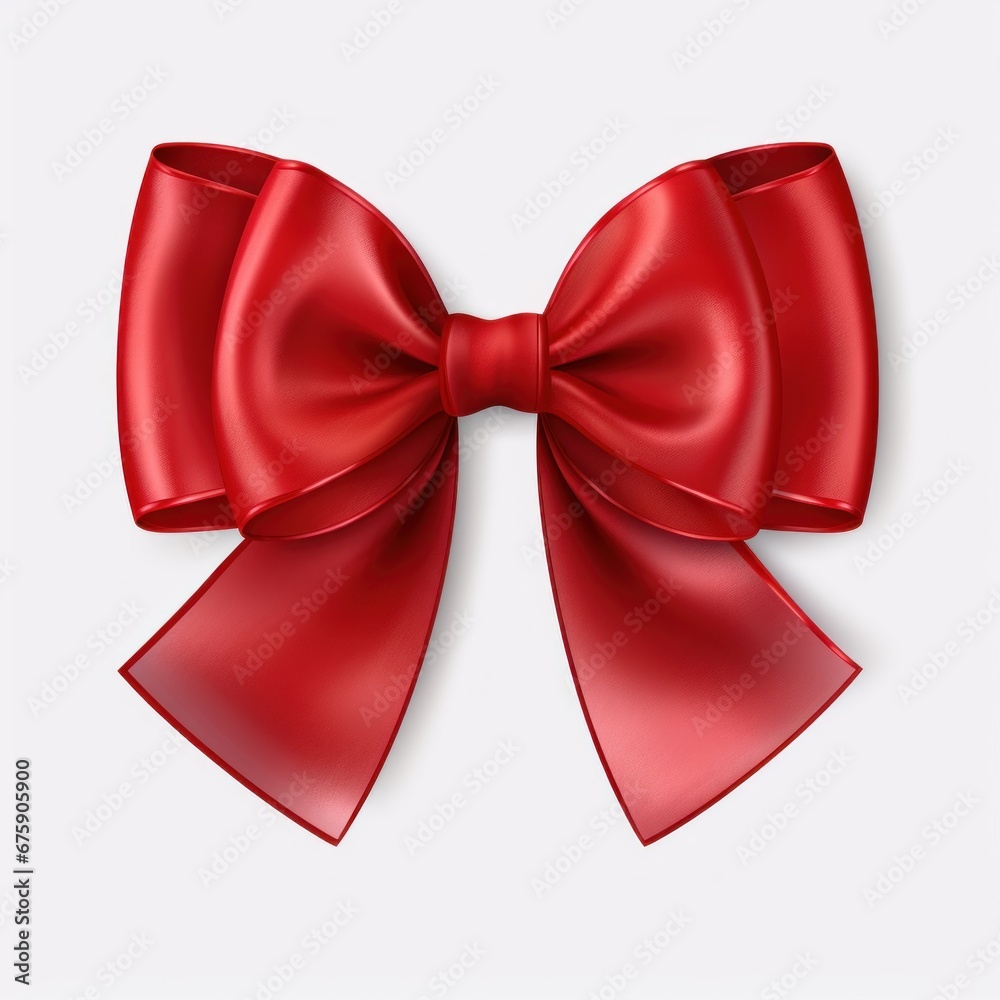 Isolated Red Bow with Ribbons on a White Background