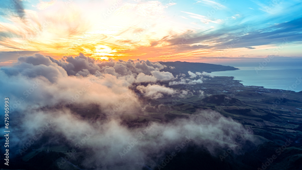 Sunset near Lagoa do Fogo on the Portuguese island of São Miguel in the Azores
