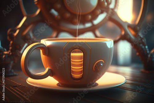 AI generated illustration of a cup with unique design full of hot cofffe on an isolated background photo