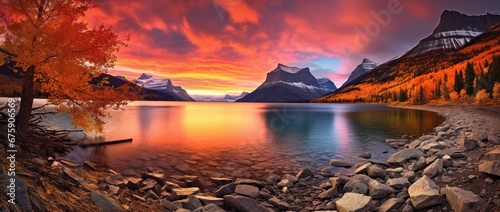 Sunset over Glacier National Park  Montana  United States of America