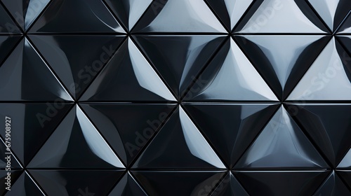 Polished Semigloss Wall Background with Triangular Black Block Tiles.