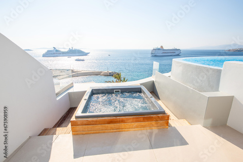 Jakuzi at the balcony, Mykonos, Greece photo