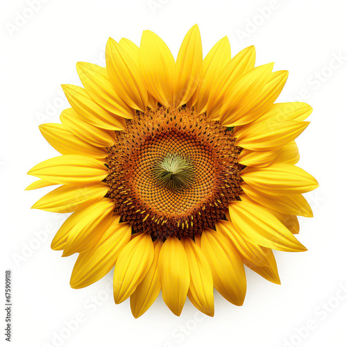 Vibrant Yellow Sunflower Isolated on White Background