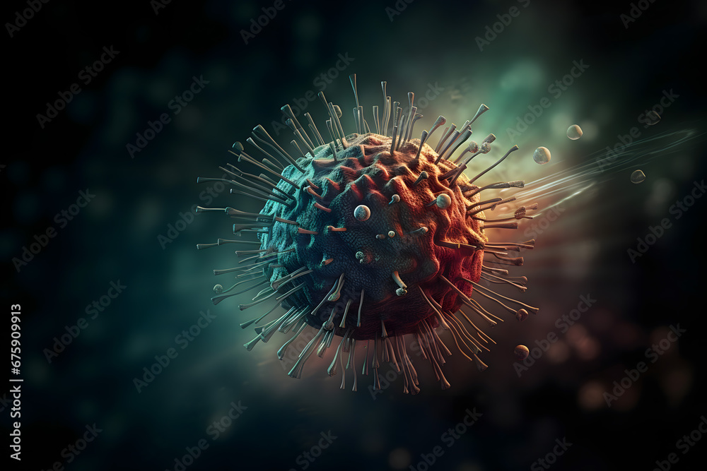 virus on the microscope, virus and human immune system