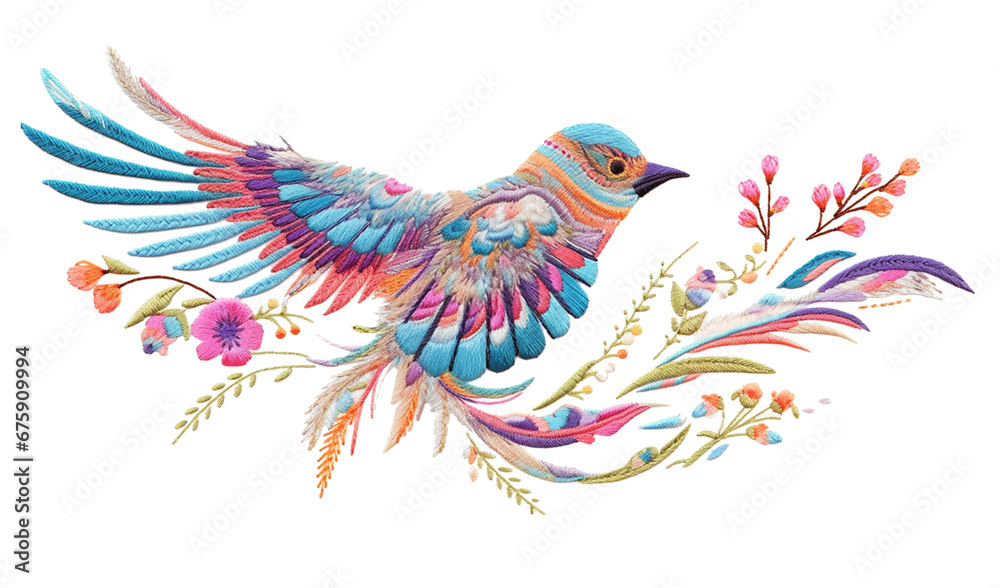鳥の刺繍