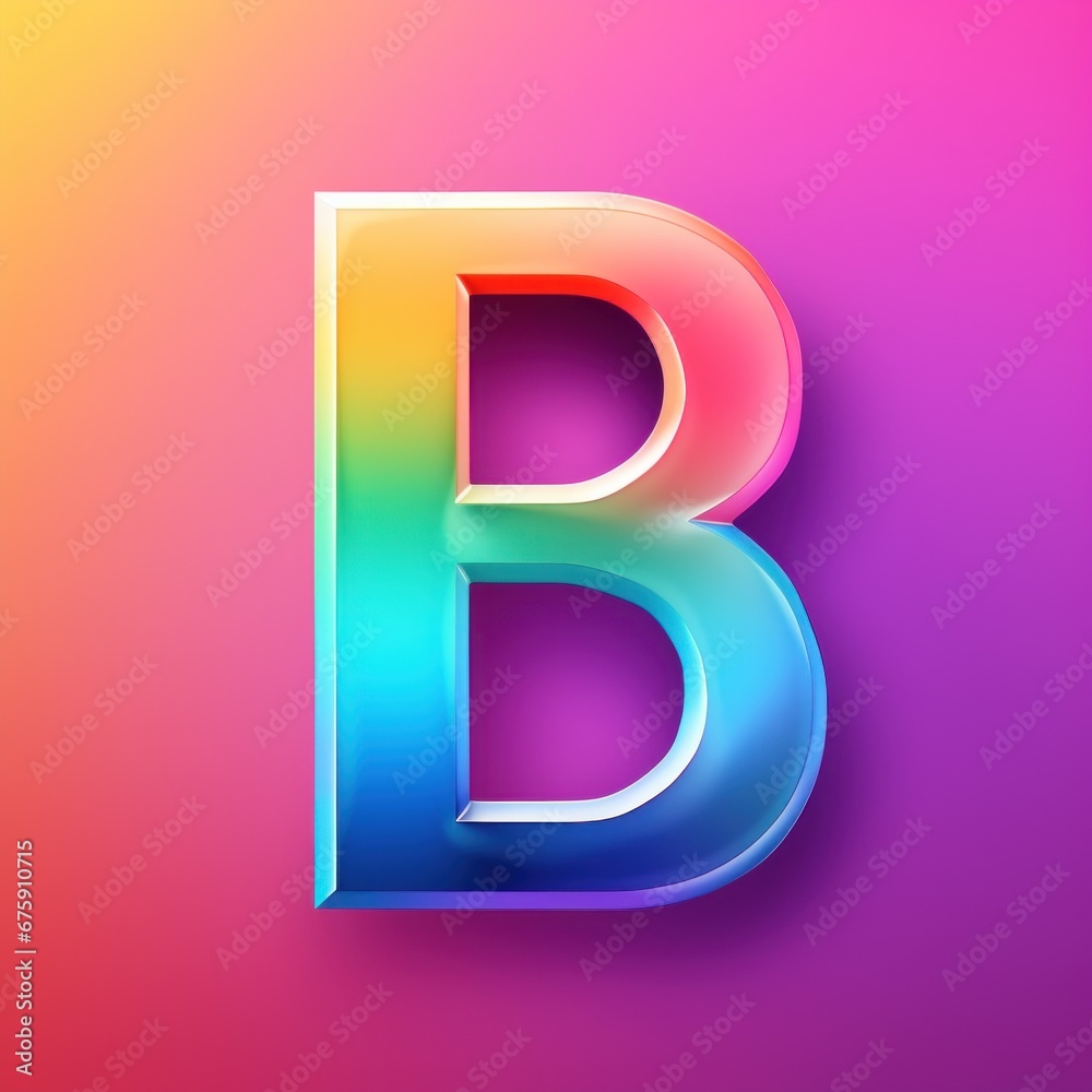 Letter 'B' sign typography in a rainbow trendy 3d style Letter 'B' sign typography in a rainbow trendy 3d style