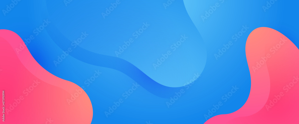Blue and pink minimalist simple banner with shapes