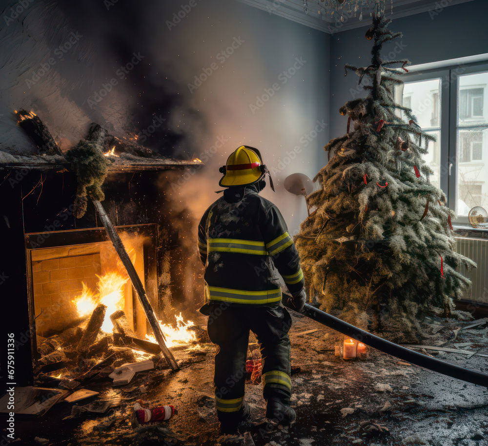 Naklejka premium Burning christmas tree