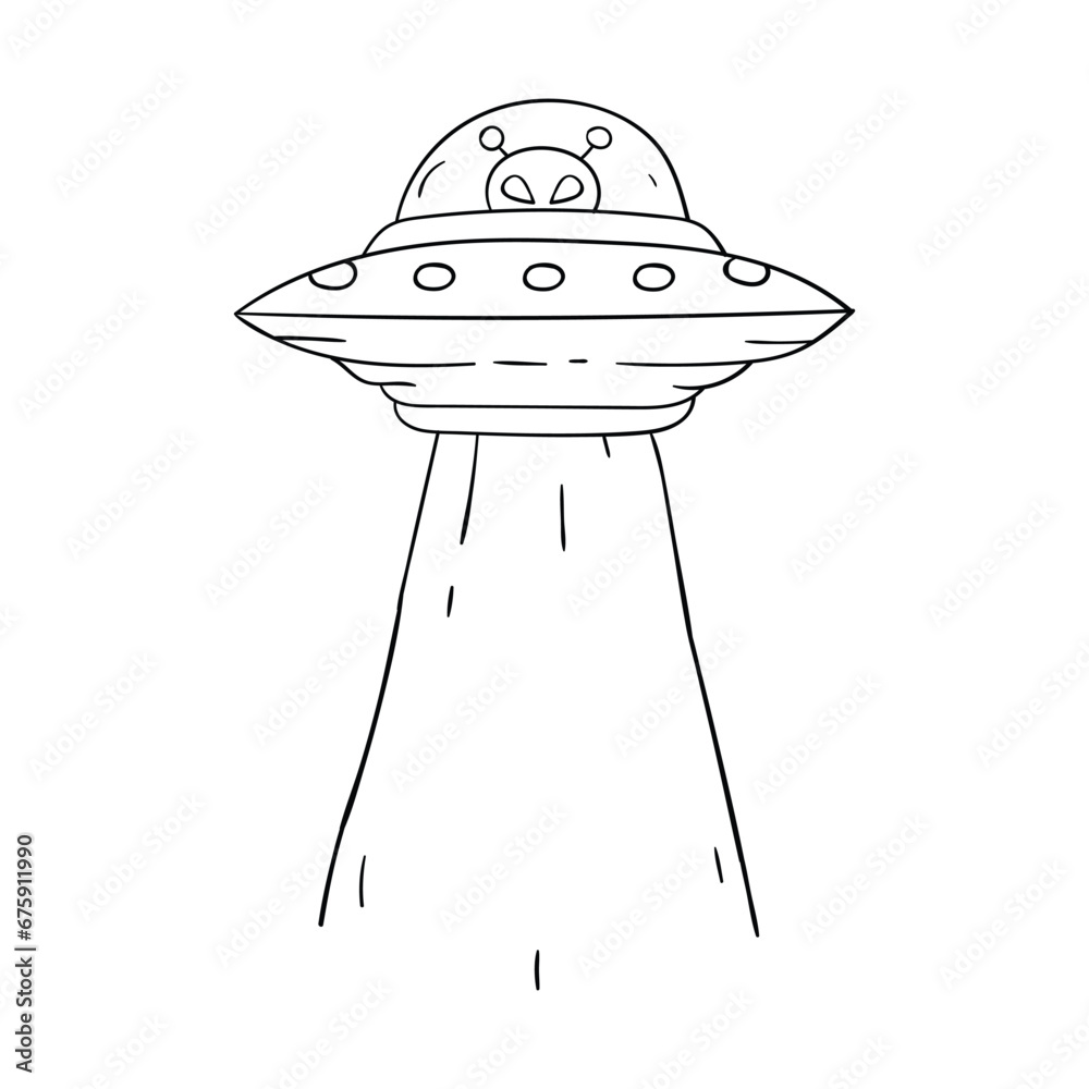 Hand drawing style of alien UFO vector. It is suitable for alien icon, sign or symbol. Hand drawing style of alien UFO vector. It is suitable for alien icon, sign or symbol.