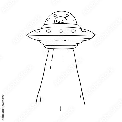 Hand drawing style of alien UFO vector. It is suitable for alien icon, sign or symbol.