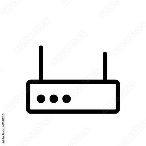 Router devices icon with black outline style. network, technology, router, internet, communication, wireless, web. Vector Illustration