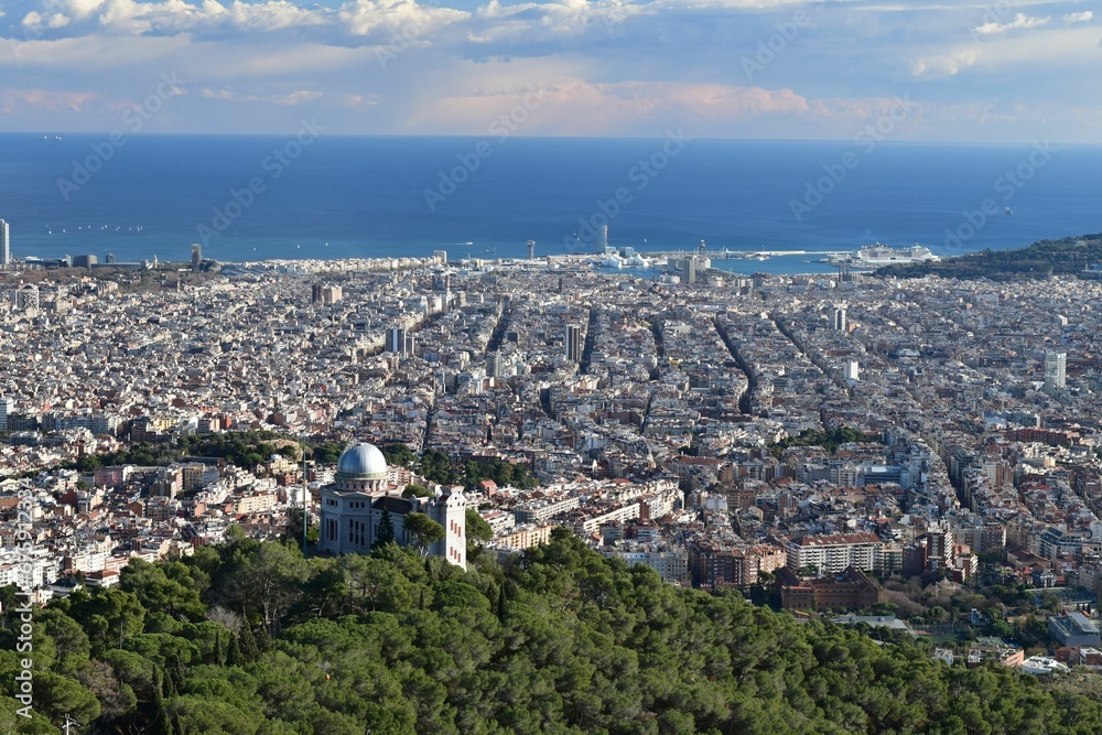 Scenic view of the Barcelona skyline. Spain.