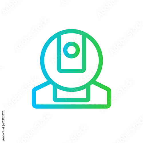 Webcam devices icon with blue and green gradient outline style. video, webcam, technology, communication, web, computer, conference. Vector Illustration