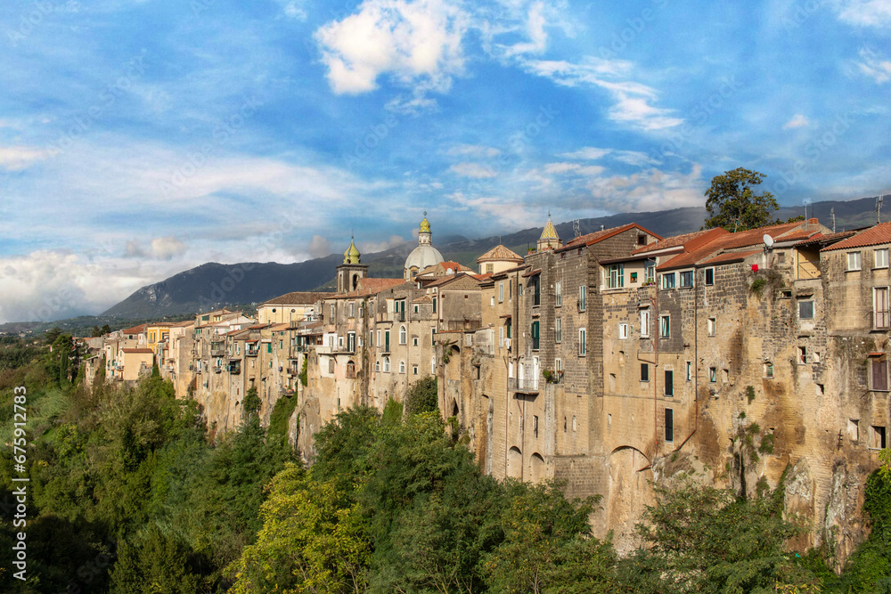 Sant'Agata de Goti, Italy - overlooking a dramatic cliff, Sant'Agata de Goti  isone of the most beautiful villages in Southern Italy