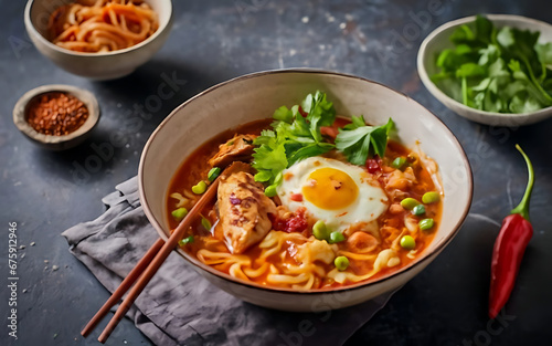 Capture the essence of Laksa in a mouthwatering food photography shot Generative AI