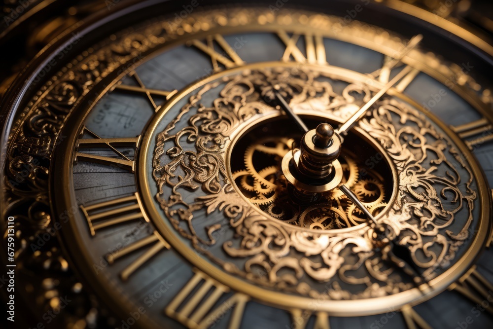 The Elegance of Time: A Detailed Look at a Decorative Clock's Hands as New Year Approaches