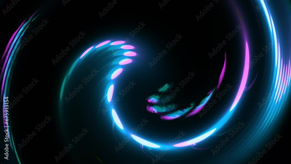 abstrakte animierte leuchtende Struktur, Wirbel, hellblau, violett, Linien,  Bewegung, energie, power, Plasma, blitze, strom, Hintergrund
