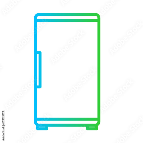 Refrigerator device icon with blue and green gradient outline style. kitchen, refrigerator, modern, fridge, food, home, appliance. Vector Illustration