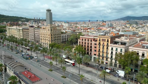 Barcelona view from drone, Monument a Colom photo