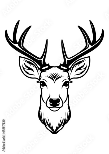Deer on a white background. Vector silhouette svg illustration. 