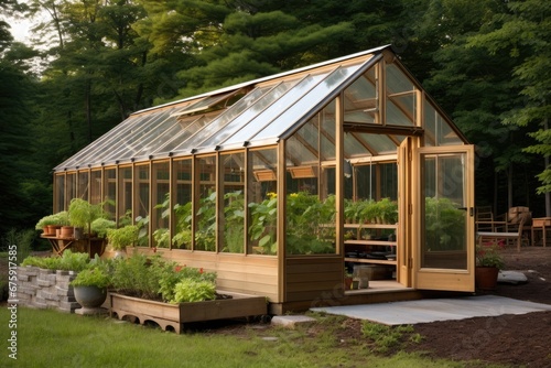 huge greenhouse with a wooden frame - backyard farming © Salander Studio