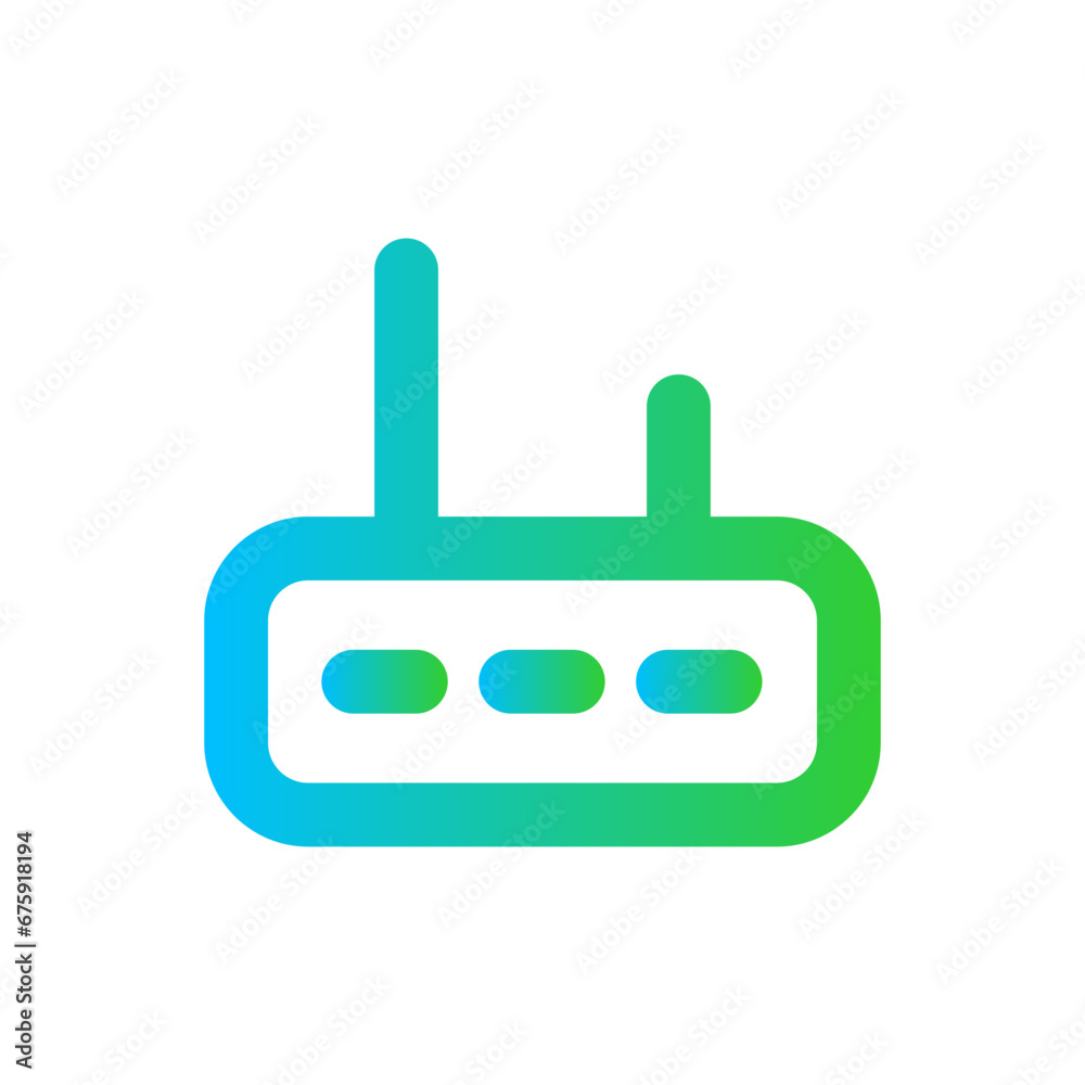 Router devices icon with blue and green gradient outline style. router, network, technology, internet, digital, wireless, communication. Vector Illustration Router devices icon with blue and green gradient outline style. router, network, technology, internet, digital, wireless, communication. Vector Illustration