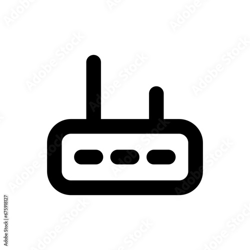Router devices icon with black outline style. router, network, technology, internet, digital, wireless, communication. Vector Illustration
