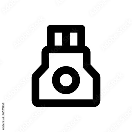 Flash drive devices icon with black outline style. memory, storage, flash, portable, usb, device, technology. Vector Illustration