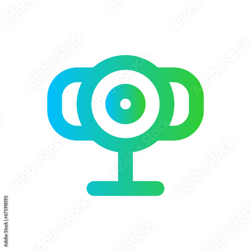 Webcam devices icon with blue and green gradient outline style. video, webcam, technology, communication, computer, internet, coach trainer. Vector Illustration