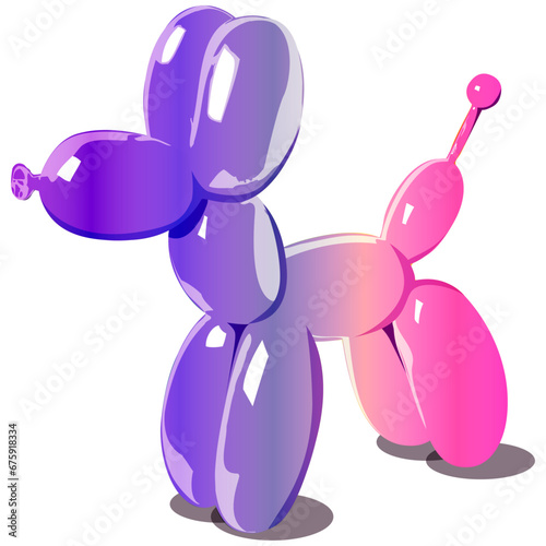 Chien ballon dégradé bleu/rose