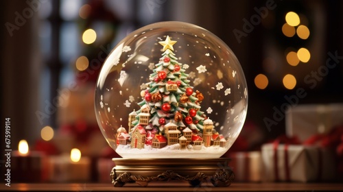 Illustration of a glass or plastic crystal ball in a festive colorful setting