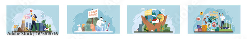 Climate change. Save the planet. Vector illustration Celebrate World Environment Day by advocating for cleaner, greener world Embracing sustainability is fundamental aspect addressing global warming
