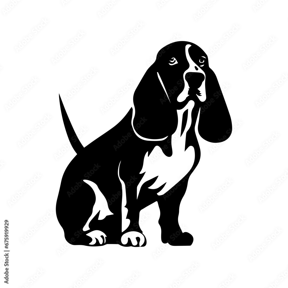 basset hound Dog Vector Silhouette, Generative AI. basset hound Dog Vector Silhouette, Generative AI.