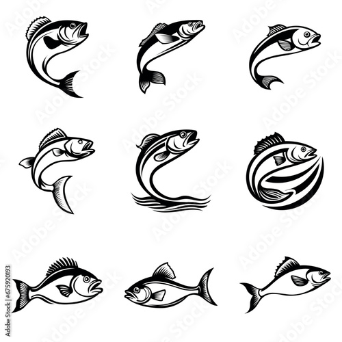 Fototapeta Naklejka Na Ścianę i Meble -  Fly Fishing - A Pack of 9 Fishes