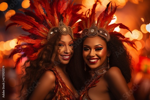 Radiant Womans with Extravagant Feather Headdress for Rio Carnival © Patrick