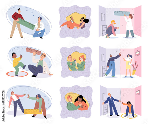 Social relationship vector illustration. Working together, we can overcome obstacles and build stronger society Friendship is based on mutual respect and shared experiences Human relationships shape